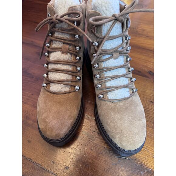 MARC FISHER LTD NAIRY FAUX FUR TRIM HIKING BOOTS IN BROWN NEW WOMEN'S SIZE 9 - Picture 8 of 16